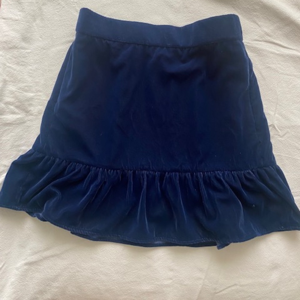 JCREW NAVY VELVET - Flounce mini skirt